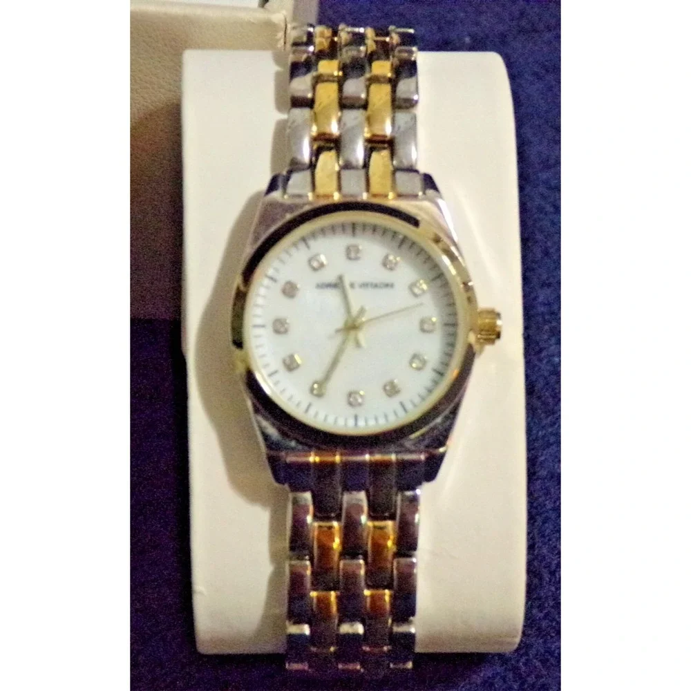 Adrienne Vittadin 2 Tone‎ 12 Rhinestone Women's Watch 7